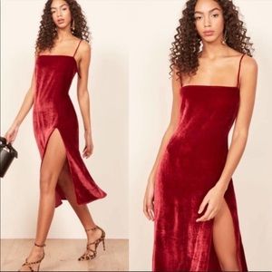 NWOT Reformation - Red Velvet - Midi - Ariana Dress